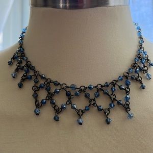 Dainty vintage blue drop bead necklace